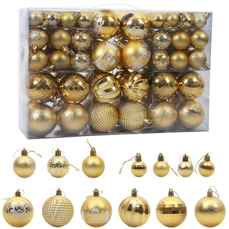 100 STÜCK Weihnachtskugeln Bruchsichere Kugeln Weihnachtsbaumschmuck für Weihnachtsbaumdekoration (Gold)