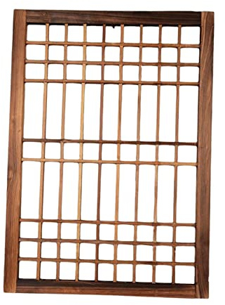 Ziociura Telaio Finestra in Legno per Decorazione Rustica Parete Pedimento Vintage da Giardino Griglia per Rampicanti Adatto per Sala da Pranzo Patio, 70 cm x 50 cm