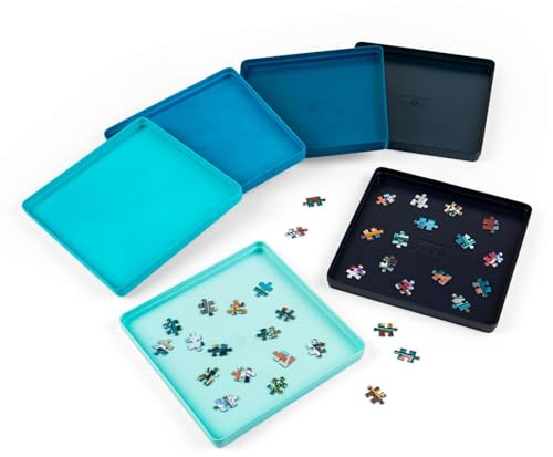 The House of Puzzles Puzzle Trays, Pack of 6 Stackable Jigsaw Sorting Trays | Pack of 6 Stackable Sorting Trays, Portable Jigsaw Storage Organiser, Recycled Plastic Boards, Jigsaw Accessory