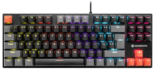 Tracer GAMEZONE Blade 87 Mechanische Gaming-Tastatur – kompakte 87-Tastengröße, Regenbogenbeleuchtung mit 6 Modi, Multimedia-Tasten, Anti-Ghosting
