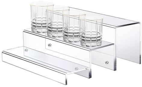 Spirits Display Rack - 3-Tier Acrylic Stand | Clear Bottle Display Case | Wine Rack Holder, Graduated Bar Counter Arrangement, Drink Presentation Home Decoration For Food In De