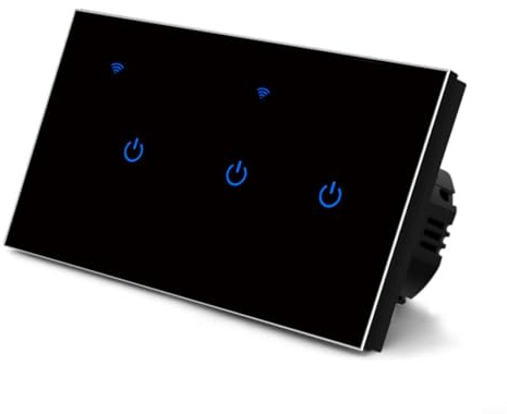 Smart - Interruttore touch Wi-Fi a 2 vie per app Tuya, controllo vocale con telecomando, 220 V 10 A, pannello in vetro per illuminazione Smart Home (3 marce, 2 vie)