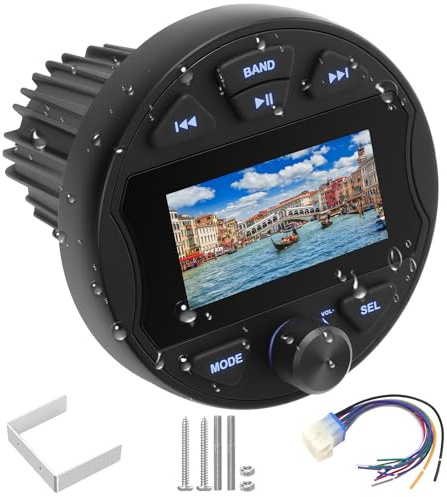 Liwogi MP5 Radio Stereo Barca Impermeabile, AM/FM Marine Boot Ricevitore Media Riproduzione Video Player Universal per Barche, Yacht, Camper