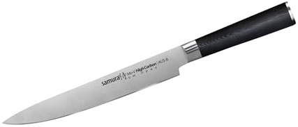 Samura Profi Tranchiermesser ultra-scharf, groß, aus japanisch AUS 8 Edelstahl, 23 cm Klinge, mit G10 Handgriff aus Carbon, Kochmesser, Filetiermesser