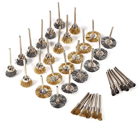 36pcs Kit de Brosses Métalliques, Brosse Roue de Polissage Brosses Pour Perceuse en Acier Inoxydable Outils de Tournage pour Polissage et Meulage.