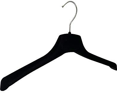 Kiroplast 10 Kleiderbügel Samt Kleiderbügel rutschfest Oberbekleidung Mäntel Jacken Hemden beflockte Krücken 39 cm Schwarz Breite Schulter