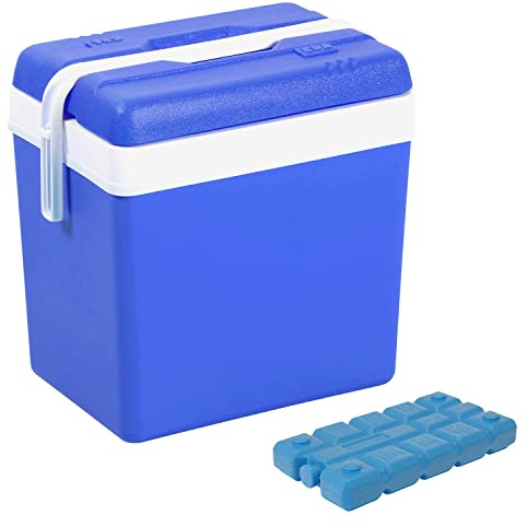 Cooler Box Large 24L Insulated Camping Drinks Ice Travel Festival Beach Picnic (Cool Box & Ice Pack)