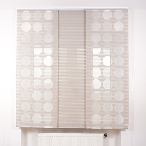 3er Set Schiebegardine Flächenvorhang inkl. Zubehör (in versch. Längen) Chiara-Christin II, Farbe:braun, Vorhanglänge:170 cm, Farbe Paneelwagen:Silber