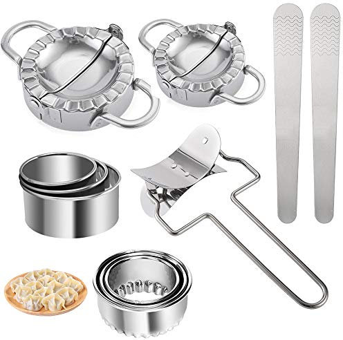 Dumplings Maker Set, 11 PCS Stainless Steel Ravioli Dumpling Machine of Dumpling Pie Ravioli Pastry Press Mould Stuffing Spoon, Tool for Home Kitchen