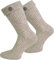 normani Trachten Socken im Landhaus Stil mit Baumwolle und schönem Strickmuster Farbe Naturmelange mit Edelweiß-Pin Größe 43/46