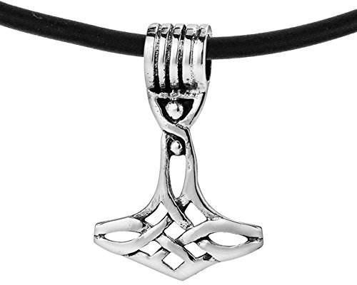 AeraVida Mythical Thor's Hammer with Celtic Swirls .925 Sterling Silver Pendant Necklace