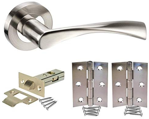 Jiyo.Outdoor Astrid Twist Design Modern Door Handles Lever Latch On Round Rose in Duo Finish - 4 Sets