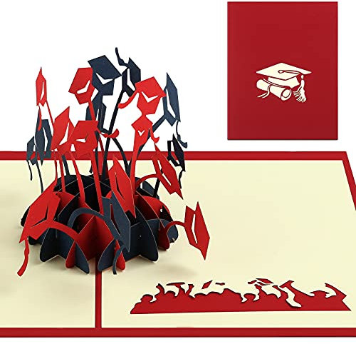 Kesote Karte Prüfung Bestanden 3D Grußkarte Bachelor Pop Up Glückwunschkarte Abschluss Doktorhut Doktor Examen Master