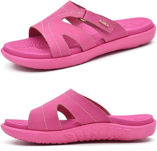 KuaiLu Ciabatte Donna Ortopediche Moda Leggere Comode Supporto Arco Plantare Doccia Sandali Estive Spiaggia Piscina Aperte Mare Pantofole Antiscivolo Gomma Suole Scarpe Rosa 41