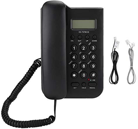 KX-T076 Corded Telephone for Seniors Loud Phones for Hard of Hearing with Call Number Digital/Time Check, Fast up/Down Check and Redial & FSK and DTMF Dual System(black)