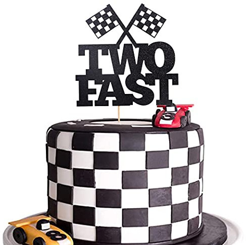 Mcqueen Birthday Party Supplies For 2nd Birthday - Mcqueen Birthday Cake Topper For Photo Booth Props And Backdrop Cake Smash, Best Two Fast Birthday Party Decorations For Kids (Two Fast Cake Topper)