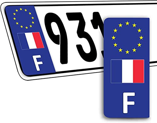 SkinoEu® 2 x Vinyle Autocollants Plaque D'Immatriculation Auto Voiture Identifiant FR Drapeau National de France Français Flag QV 40