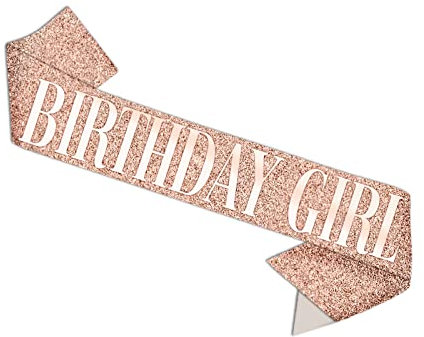 Birthday Girl Pink Rose Sash - Birthday Girl Sash - Rose Gold Birthday Gifts Glitter Birthday Sash Birthday Party Favors