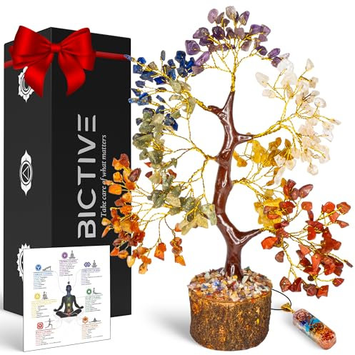 BICTIVE®️ Albero della Vita Pietre Chakra e Collana Pietre. Pietre e Cristalli, Pietre Naturali, Cristalli Chakra, Ametista Pietra, Meditazione Oggetti, Albero della Vita Soprammobile, Pietre Curative