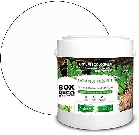 BOX DECO COULEURS Peinture murale naturelle écologique aspect satin intérieur Natura - 2,5L / 33m², Blanc Cassé