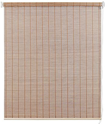 FEIYIQINGSHE Bamboo Roller Blinds,Roller Blind,Bamboo Roller Shades,No Tools No Drill Bamboo Roller Shades Light Filtering Roll Up Blinds for Window for Windows,Patio,Doors,Porch,W140xH330cm/55x130in