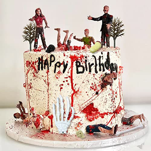 17 PCS Zombie Cake Decoration Zombie Cake Toppers Zombie Figure Themed Party Decorations for Halloween Birthday Weeding Party Cake Decorations