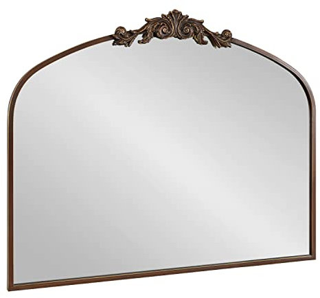 Kate and Laurel Arendahl kunstvoller traditioneller gewölbter Spiegel, 36 x 29 cm, Bronze, dekorativer Wandspiegel im Barockstil mit breitem Rahmen und Ornamentkrone