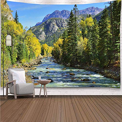 YISURE Tapestry Forest Wandteppich xxl Wald Natur Bäume Grün Kiefernbaum Landschaft Wall Hanging Extra Large Tapestries for Home Office Dorm Decoration, 305 x230 cm