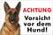Pubblimania Deutscher Schäferhund ACHTUNG vorsicht vor dem Hund! Aluminium-Verbundschild für den Außen- und Innenbereich, 3 mm stark Cm 20x30