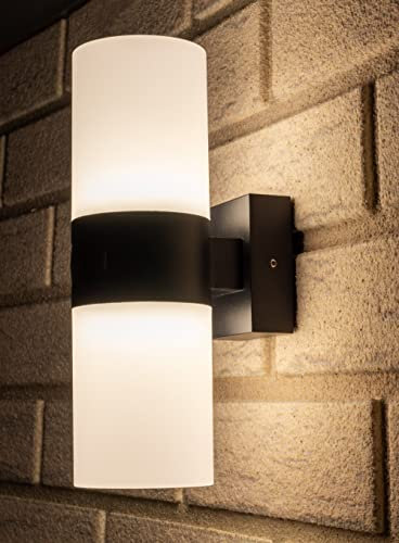 ChiliTec LED Außenlampe mit Bewegungsmelder Reichweite 20W 1900Lumen - Sensor Reichweite 9m 180° - IP65 Wandlampe für Haus Garten - Rund 250x78mm - Licht 3000k / Warmweiß