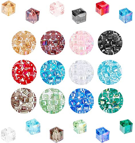 Oenothera 240 Stück 12 Farben 6 Mm Cube Kristall Glas Perlen, Diy Handgemachte Perlen, Böhmische Kristallperlen, Bunte Perlen Zum für Threading, Wodurch Armbänder, Diy Schmuck Handwerk
