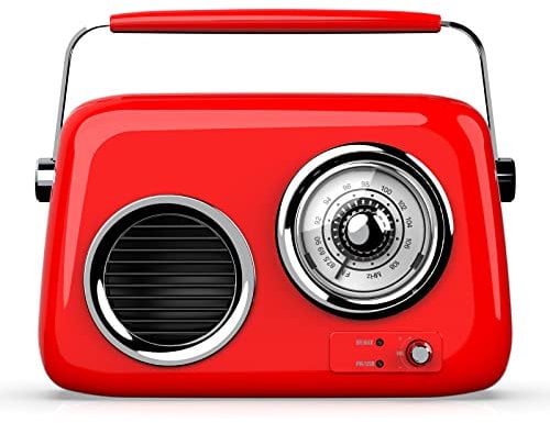 Portable FM Shortwave Radio,Vintage Bluetooth Speaker with Radio FM.Retro Bluetooth Speaker with 1500mAh Large Capacity Battery,Enhanced Bass,Support AUX TF Card USB Disk MP3 Player (Red)