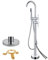 SWHC Freistehende Armatur Badewanne, 2 Modus Standarmatur für Wanne mit Handbrause 360°Drehen Auslauf Bodenstehende Wannenarmatur, Messing Badewannenarmatur