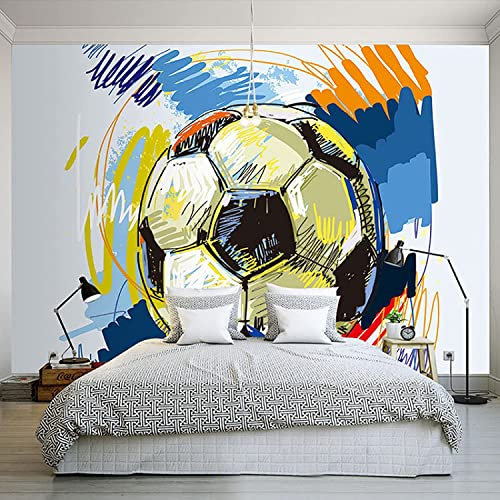 COJIC 3D Selbstklebende Wandtapete Bunter Doodle-Fußball Wandkunst Kinderzimmer Restaurant Bar Shop Wohnzimmer Schlafzimmer Wand Poster Dekoration Tapete Wandbild s 350 (Breite) x 256 (Höhe) cm