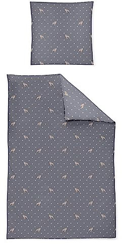 Irisette Feinbiber Bettwäsche Panda 8496 grau 1 Bettbezug 135 x 200 cm + 1 Kissenbezug 80 x 80 cm