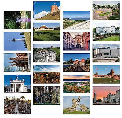 Dear Mapper Litauen Vintage Landschaft Postkarten Pack 20 Stück/Set Postkarten aus der ganzen Welt Grußkarten für Business Welt Reisen Postkarte für Versand Dekor Geschenk