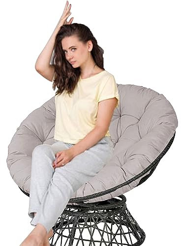 Hsivtns Papasan Sitzauflagen GartenmöBel,Sessel Kissen Runder Papasansessel Sitzauflagen Handgefertigt Polster für Hollywoodschaukel,Grau,160×160cm