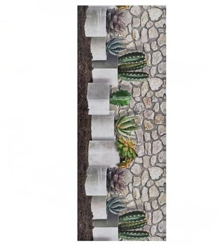 ALFOMBRAS IBERIA | Alfombra Vinílica Pasillo Cactus | Alfombra PVC para Pasillo, Cocina o Salón Antideslizante | Varias Medidas Disponibles | Color: Estampado/Cactus (52 x 200 cm)