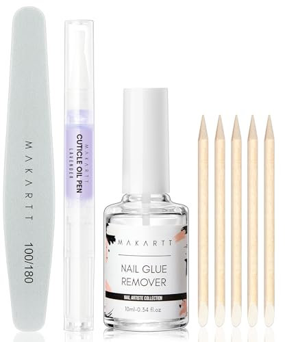 Makartt Nail File Cuticle Oil Pen for Strengthener Nourishing Moisturizing, Nail Glue Remover Kit without Acetone