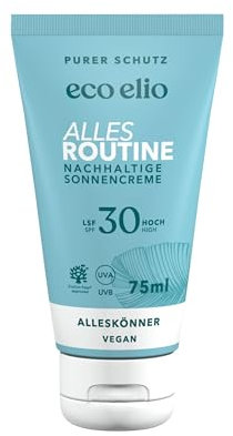 eco elio LSF 30 nachhaltige Sonnencreme 75ml Alles Routine I Sonnencreme ohne Octocrylene und Mikroplastik I Sunscreen Face Sonnencreme Gesicht 30 I Sonnencreme Reisegröße I Sonnencreme Körper 30