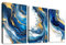 3Pcs Gold Marineblau Mit Rahmen Leinwand Bilder Abstrakte Nordischer Marmor Bild auf Leinwand Malerei Poster Wandbilder Wanddeko Wohnzimmer Schlafzimmer Dekorationen 150x70cm (20x28x3pcs)