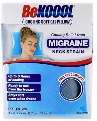 BeKOOOL Cooling Soft Gel Pillow - Reusable Cooling Relief from Migraines, Neck Strain and Fever - Up to 6 Hours of Cooling, Ready to Use, Stays Soft When Frozen
