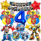 Luftballon 4. Geburtstag Junge, Geburtstagsdeko 4 Jahre Party Supplies Ballons, 3D Folienballon Kindergeburtstag Deko, Luftballons Girlanden Banner Set für Kinder Geburtstag Party Dekoration