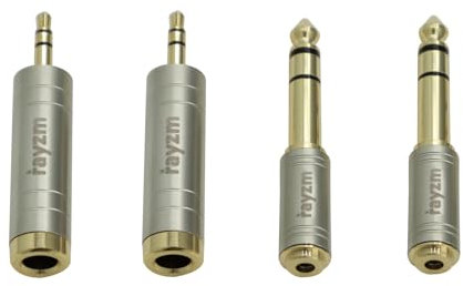 Rayzm 6.35mm 1/4 Male to 3.5mm 1/8 Female TRS Stereo Audio Jack Plug Adapter, 3.5mm Male to 6.35mm Female Stereo Adapter Converter Connector for Headphone/Speaker/Guitar/Piano/Amp (4-Pack)