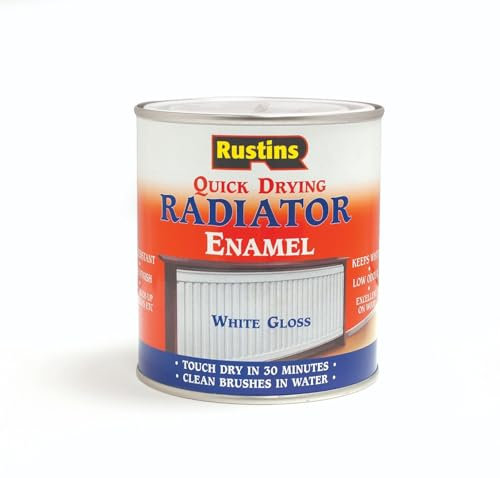 RUSTINS Quick Drying Radiator Paint White Matt 500ml - – Long-Lasting Heat-Resistant Finish for Radiators and Metal Surfaces, Easy Application