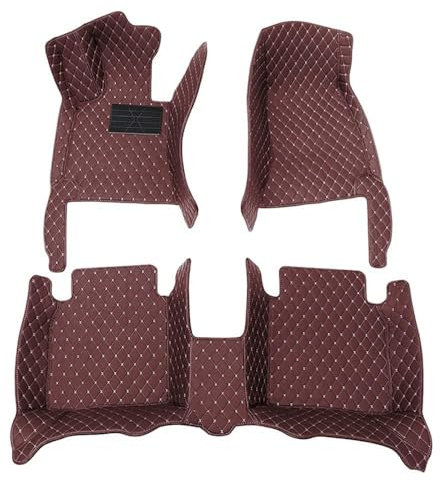 QQLADY Auto FußMatten für BMW 7 Series F01 F04 2013 2014 2015 LHD, Leder Auto Fussmatten Set Allwetter wasserdichte rutschfeste Teppich Matte, VollstäNdige Abdeckung Zubehör,G Brown