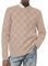 Elegancity Pullover Herren Rundhalsausschnitt Karierter Pullover Langarm Herbst Schachbrett Strickpullover Regular Fit Pergament L