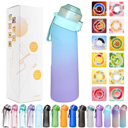 Air Gourde Up, 650ML Air-up Gourd Avec 1 sul Saveur Gout Pods, Bouteille d'eau Parfumée Sans Avec Paille-0 Sugar 0 Crie et tasse d'eau (1 Gousses de Saveur) (650ML Dégradé A + 1 dosette saveur)