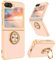 Fingic for Samsung Z Flip 6 Case[with 360° Ring Holder][Support Magnetic Car Mount]Cute Kickstand Slim Women Nonslip Hard PC Soft TPU Rugged Bumper Protective Case for Samsung Z Flip 6,6.7Rose Gold
