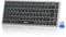 TECKNET 2.4G Wireless Keyboard, Rechargeable Bluetooth Keyboard for 4 Multi Devices, QWERTY UK Layout Compact Mini keypad, Small Silent Keys for Laptop, Phone, Smart TV, Computer, Tablet - Silver